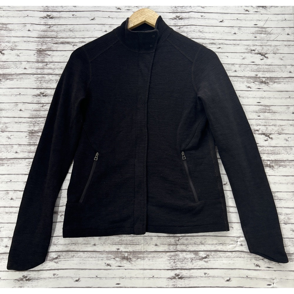 Ibex Sweater Jacket Women's Small Izzi Full Zip Black Wool Blend Outdoor